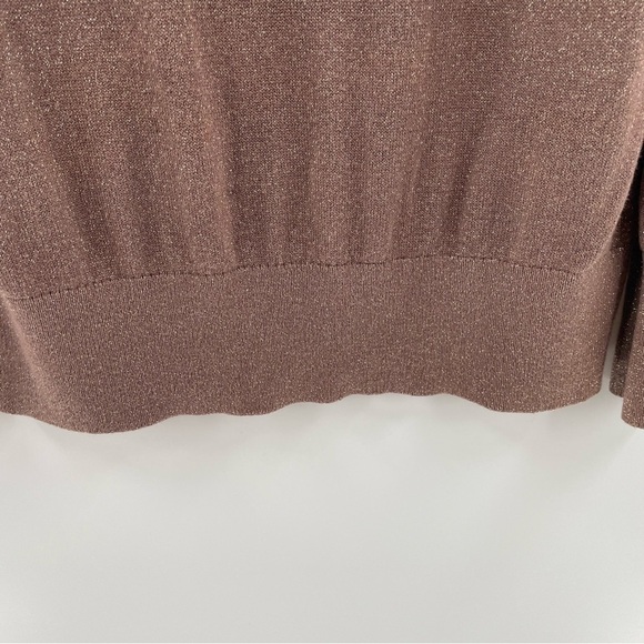 Loft Rose Gold Metallic Thread Zip Accent Banded Long Sleeve Cuffs Bottom - Picture 7 of 12